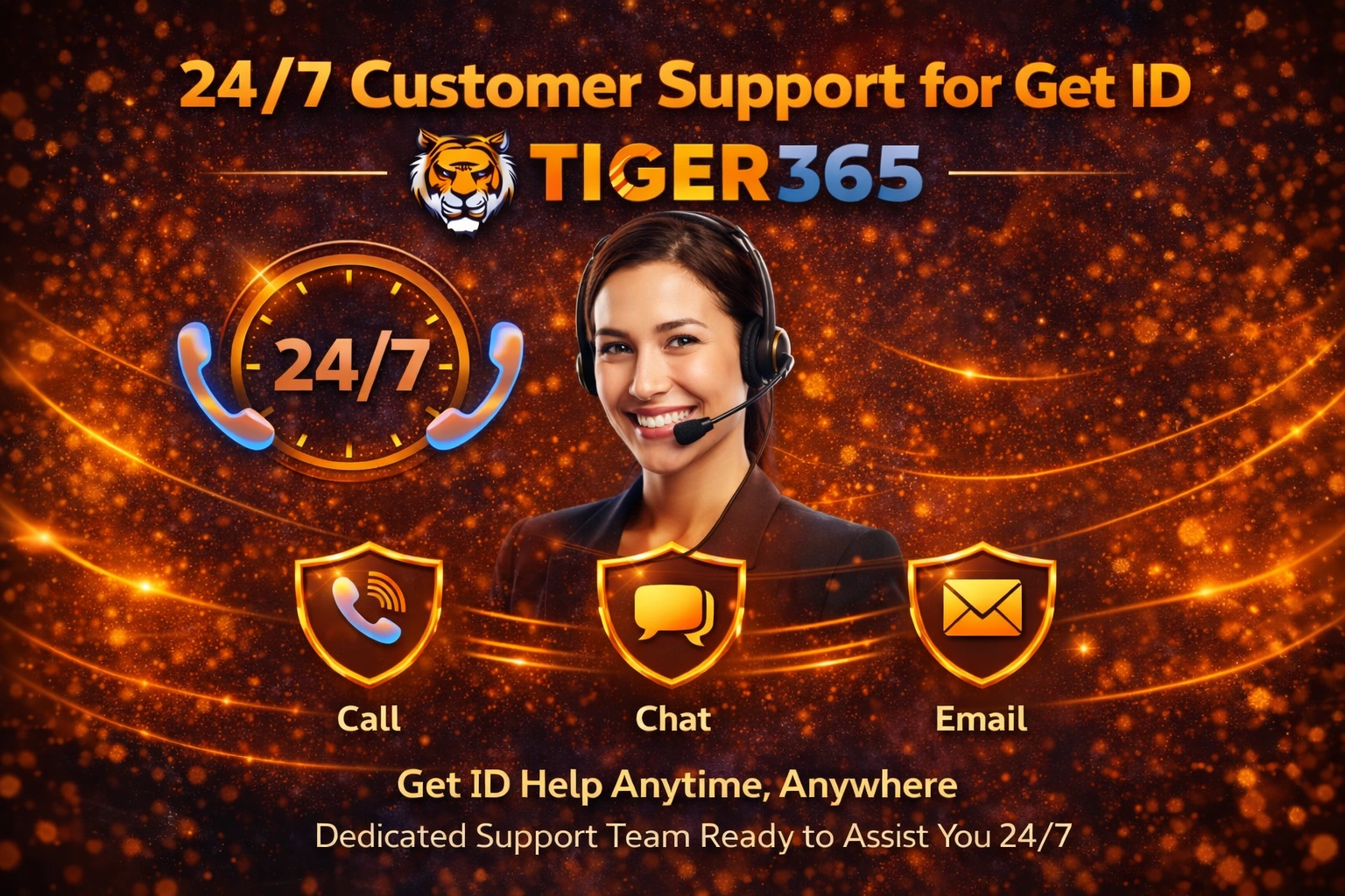 24/7 customer support for Get ID on Tiger365