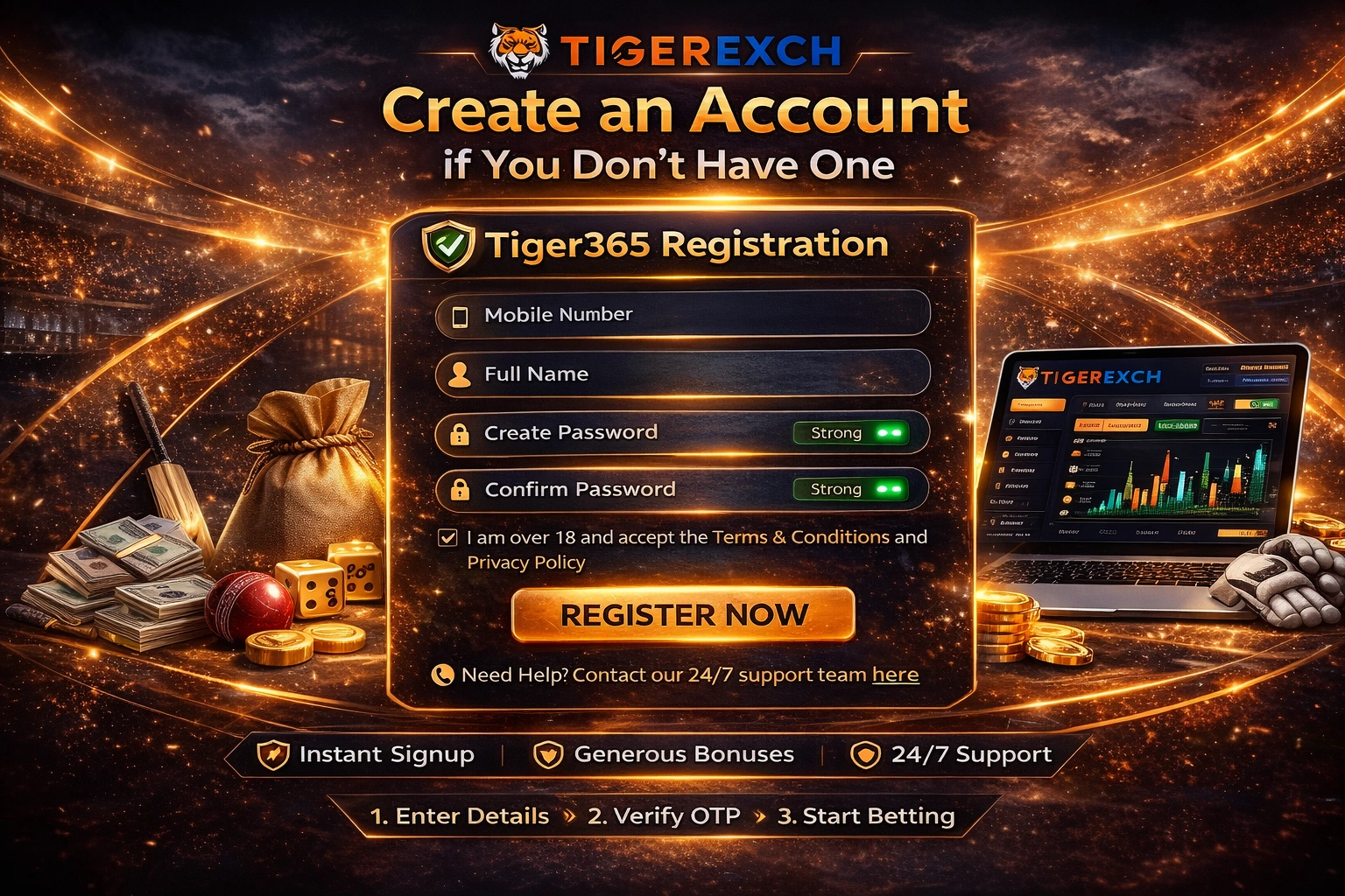 Tiger365 create account registration signup guide