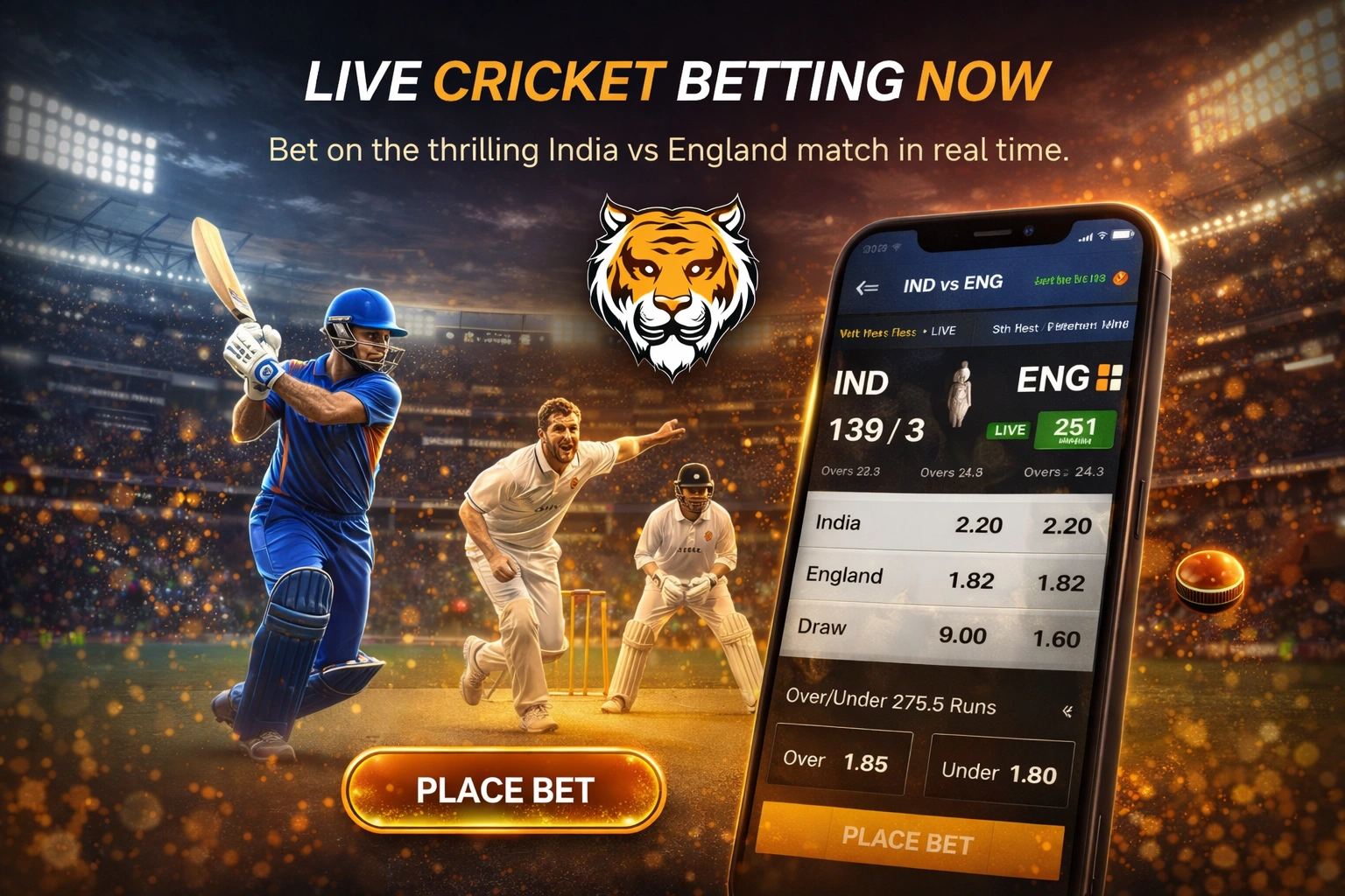 Tiger365 live cricket betting India real time platform