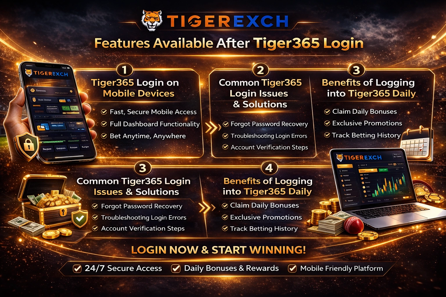 Tiger365 Login features mobile access benefits and login issue solutions