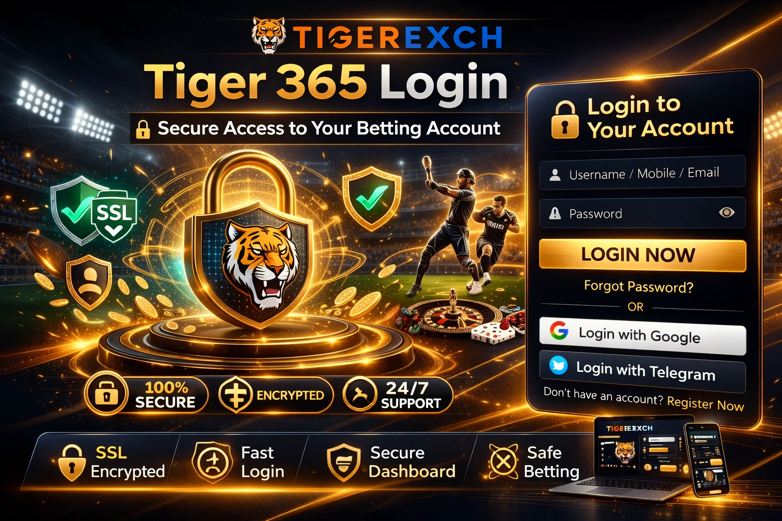 Tiger365 Login secure and reliable security features banner