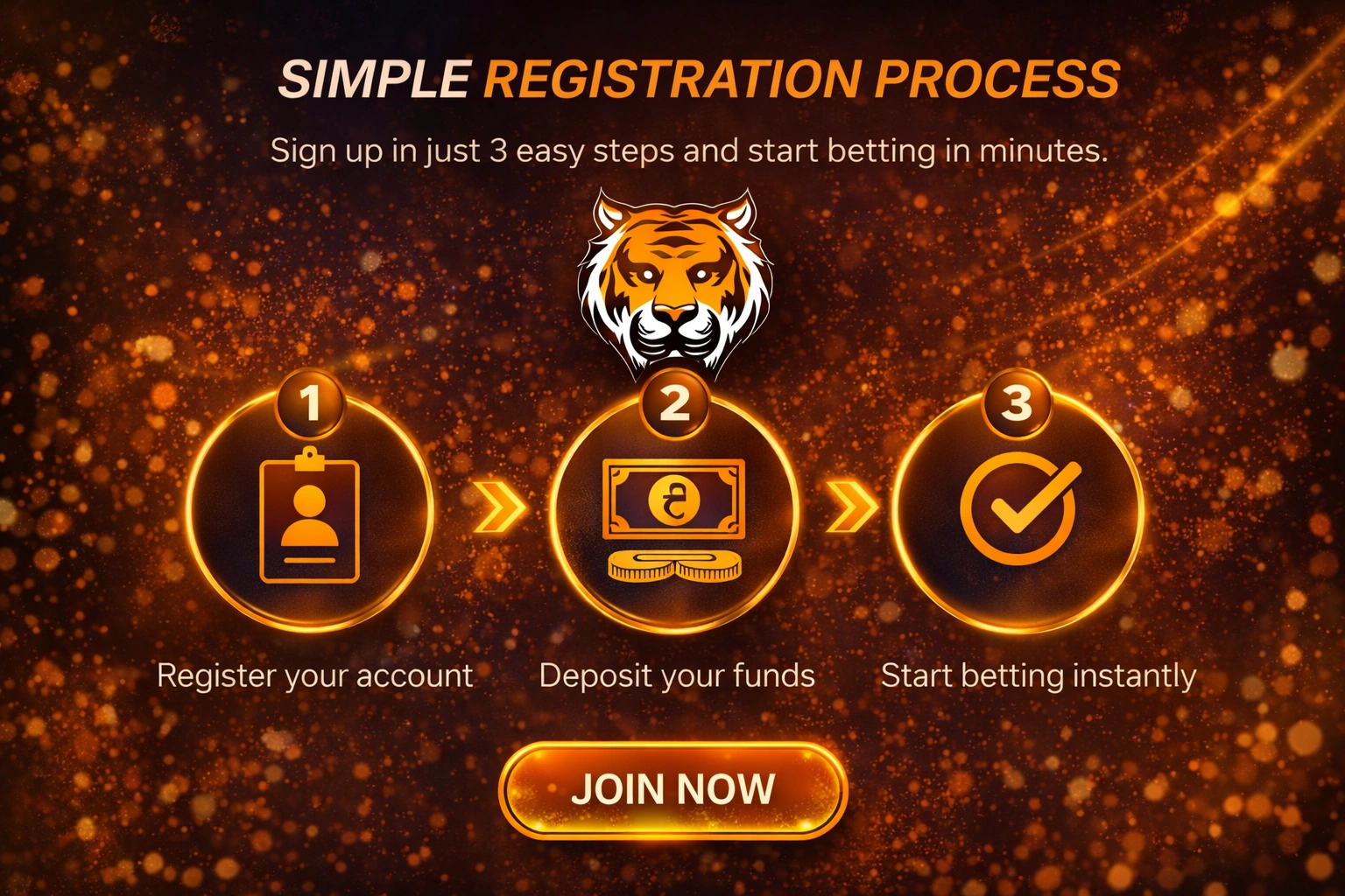 Tiger365 simple registration process account setup